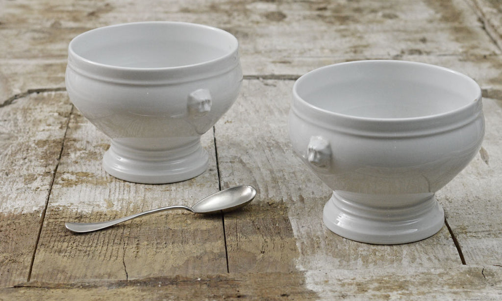 Pair of French ironstone lions head serving bowls