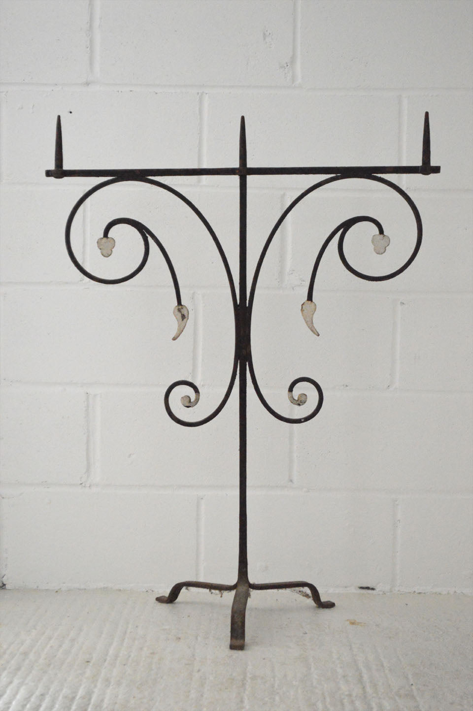 PAIR OF FRENCH MEDIEVAL STANDING CHAPEL CANDELABRAS