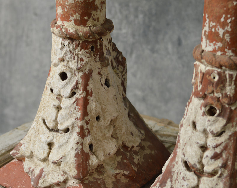 A pair of English 19th Century terracotta table lamps