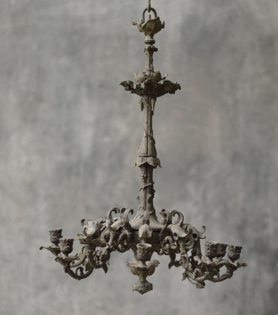 FRENCH 19TH CENTURY SPELTER CANDLE CHANDELIER