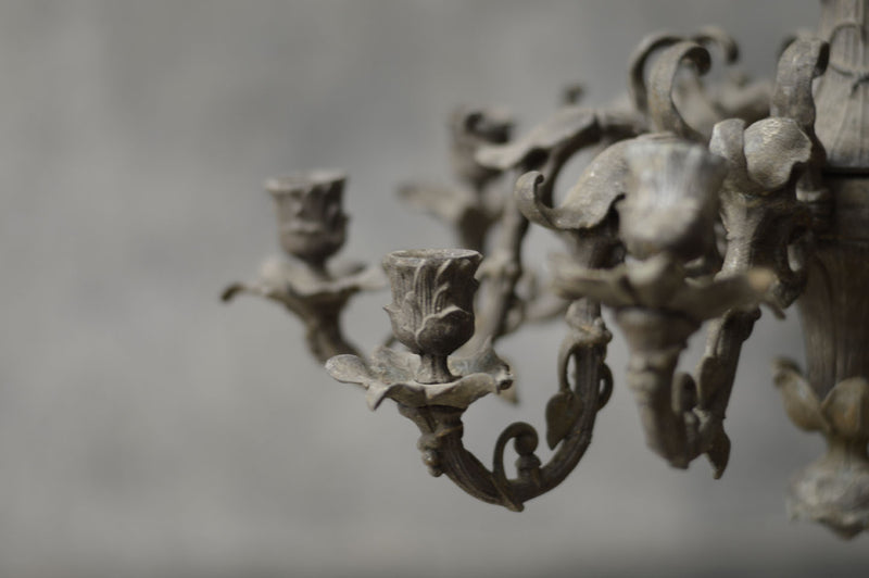 FRENCH 19TH CENTURY SPELTER CANDLE CHANDELIER