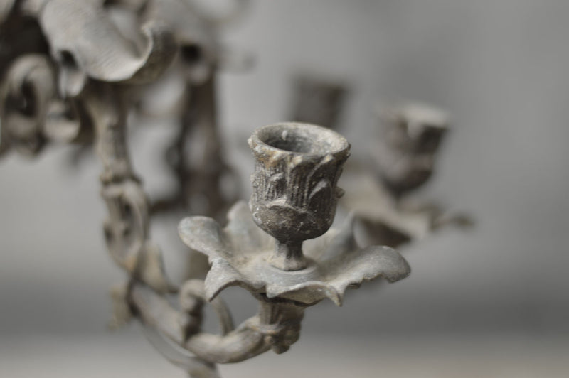FRENCH 19TH CENTURY SPELTER CANDLE CHANDELIER