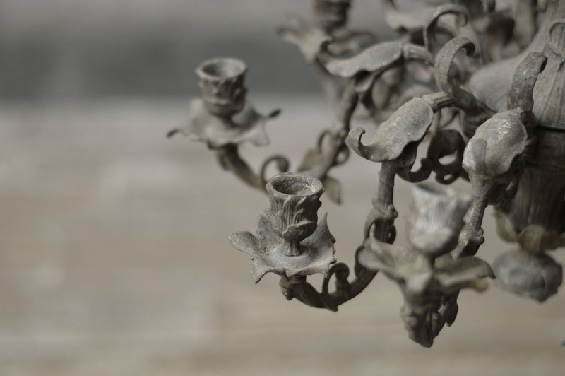 FRENCH 19TH CENTURY SPELTER CANDLE CHANDELIER