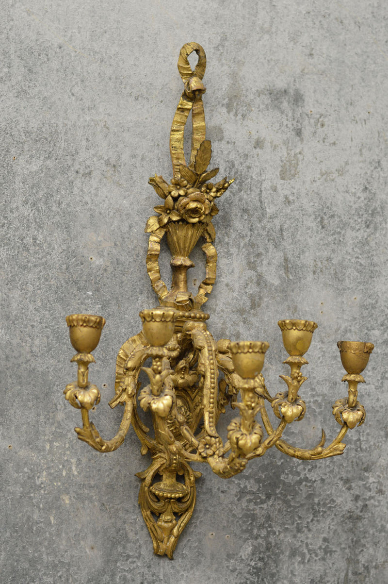 A pair of English  19th Century gilded sconces