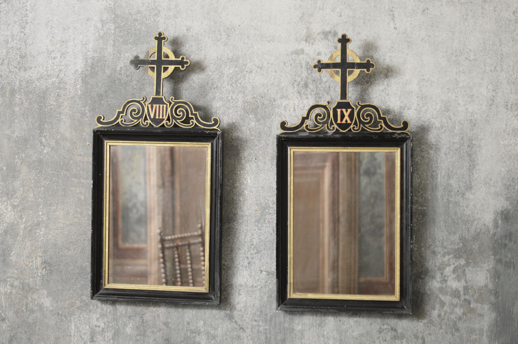 PAIR OF ECCLESIASTICAL MIRRORS