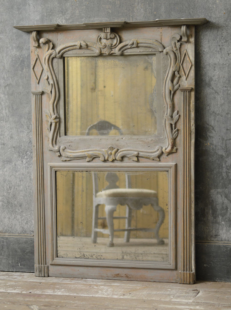 French 19th Century carved wood overmantel mirror