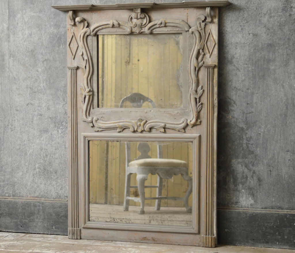 French 19th Century carved wood overmantel mirror