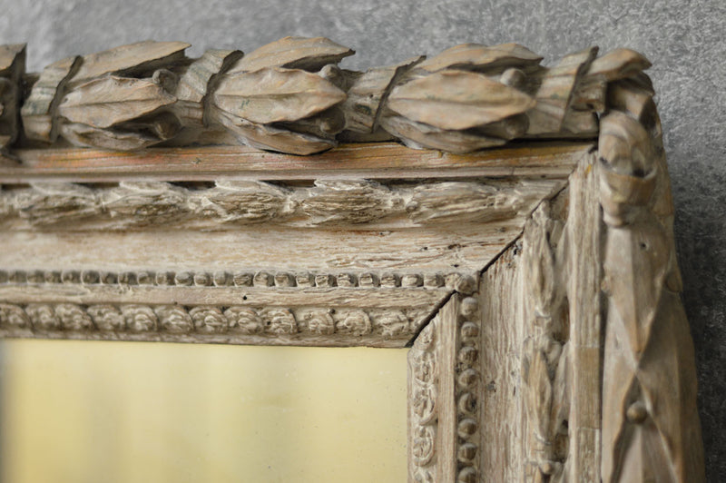 French 18th Century carved oak mirror