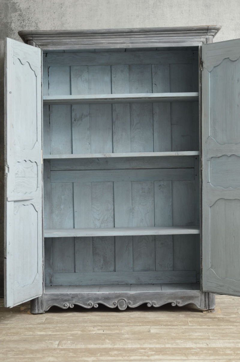 FRENCH 18TH CENTURY PAINTED CHERRY WOOD ARMOIRE