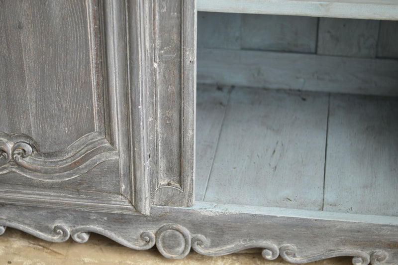 FRENCH 18TH CENTURY PAINTED CHERRY WOOD ARMOIRE