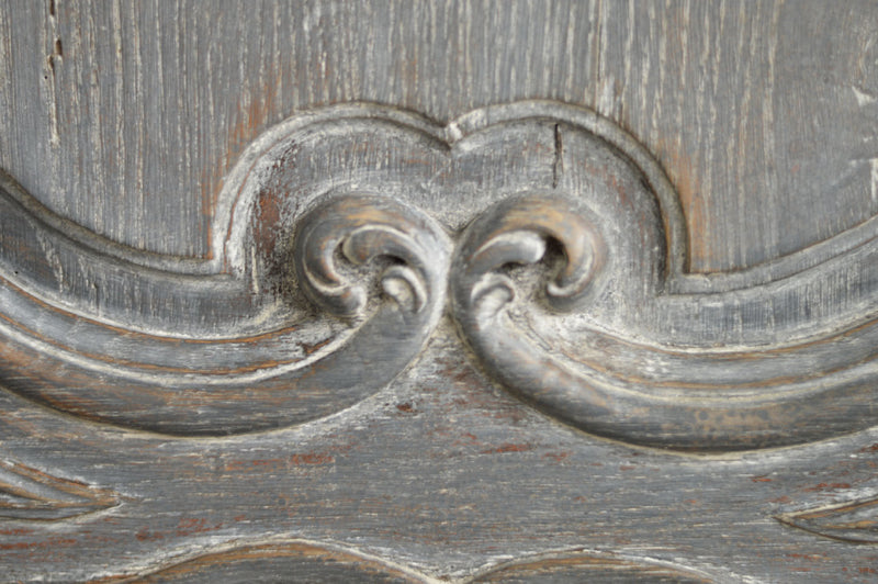 FRENCH 18TH CENTURY PAINTED CHERRY WOOD ARMOIRE