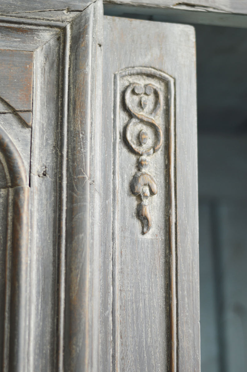 FRENCH 18TH CENTURY PAINTED CHERRY WOOD ARMOIRE
