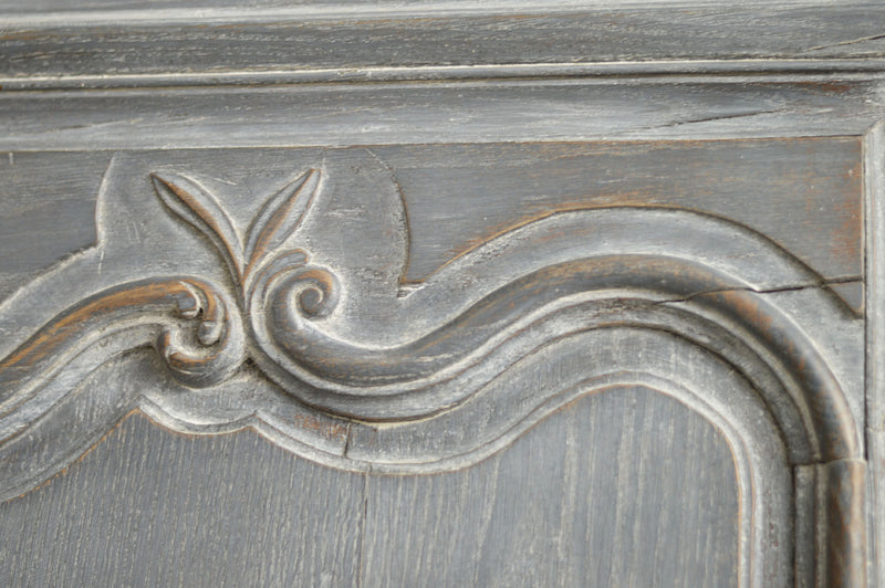 FRENCH 18TH CENTURY PAINTED CHERRY WOOD ARMOIRE