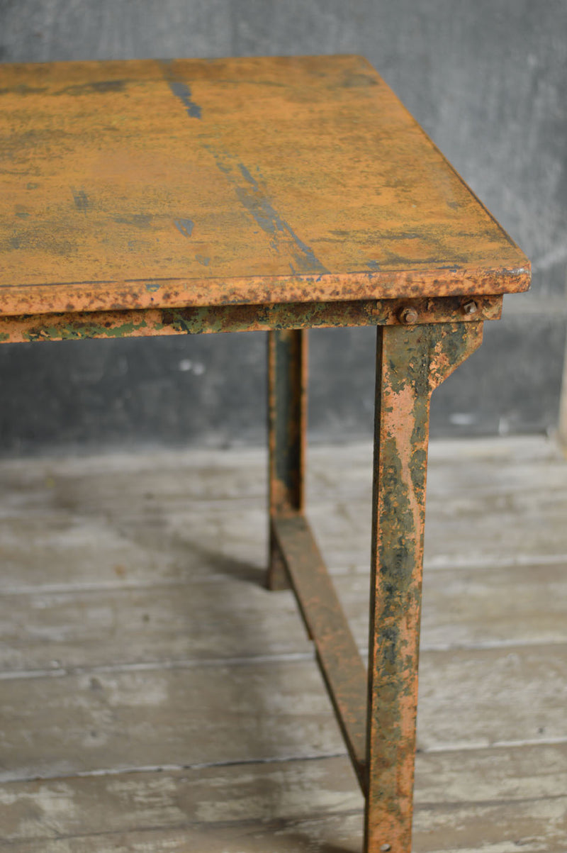 PAIR OF FRENCH METAL INDUSTRIAL TABLES