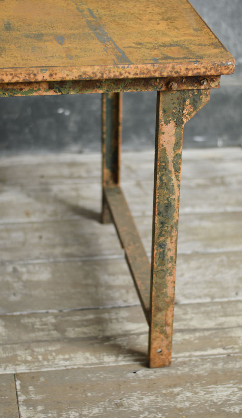 PAIR OF FRENCH METAL INDUSTRIAL TABLES