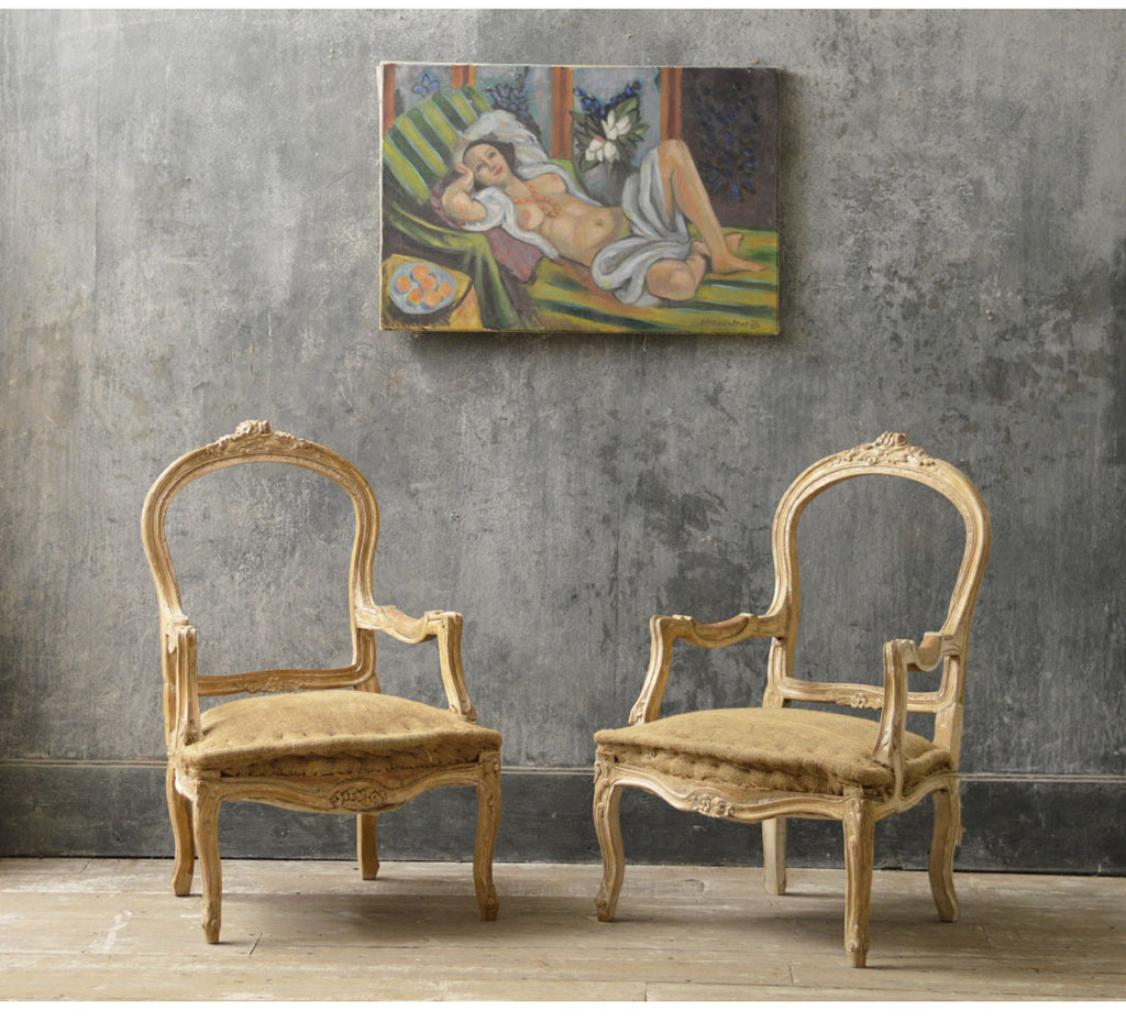 Pair of French Rococo style 19th Century carved salon chairs