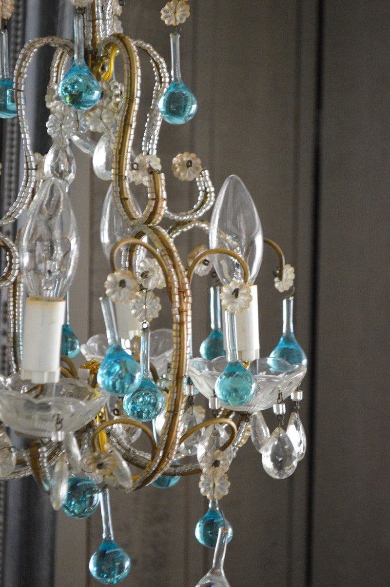 FRENCH FOUR BULB CHANDELIER 1950'S