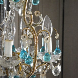 FRENCH FOUR BULB CHANDELIER 1950'S