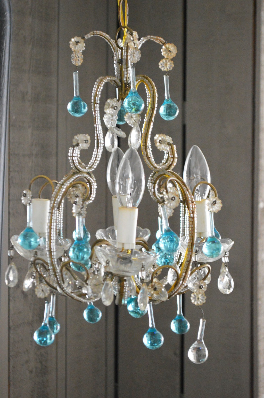 FRENCH FOUR BULB CHANDELIER 1950'S